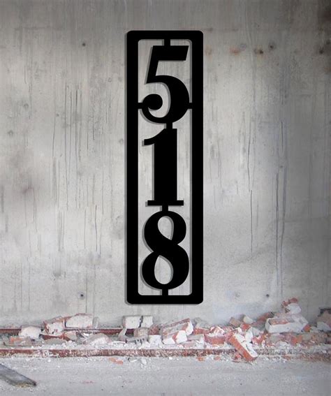 metal house signs vertical numbers|modern house number sign vertical.